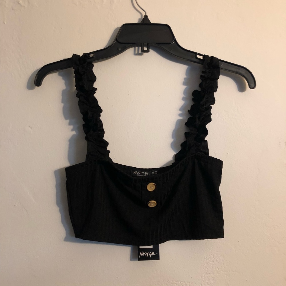 Nasty gal ruffle rubbed crop top
